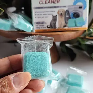 SOPAMI Washing Machine Cleaner Tablets (12-Tablet Pack) - Pet-Safe Green Natural Laundry Cleaning Supplies, Neutralizes Pet Odors, Deep Cleans Grime, Keeps Machine Fresh, Easy to Use