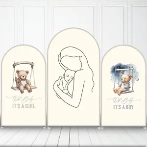 15-day Delivery JY Teddy Bear Arch Backdrop Cover Newborn Baby Shower Ceremony Photo Background Decoration Boy or Girl Gender Reveal