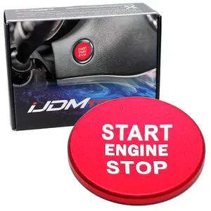 iJDMTOY Sports Red Engine Start/Stop Push Start Button Decoration Cover, For Kia 2018-2023 K8 Stinger, 2021-up K5 Optima