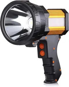 Rechargeable Spotlight,1000000 Lumens Spot Lights Hand held High lumens Large Flashlight Handheld Spotlight Lightweight and Super Bright Flashlight (Aluminium_Alloy Golden)