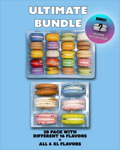 Ultimate Variety Bundle - 20 Pack with 15 Flavors, 1 Exclusive Mystery Flavor, All 6 XL Flavors, Gluten-Free French Macarons, Dessert Sweet Treats