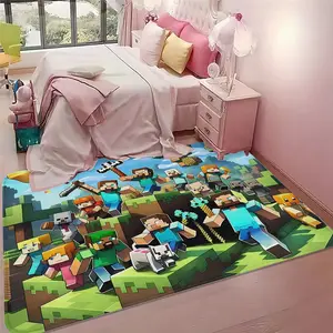 Minecraft World Print Door Mat Rug Lightweight Welcome Pad, Gaming Rugs, Home and Outdoor Decor, Perfect for Entrance Bedroom Balcony