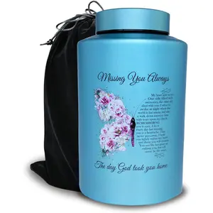 Up to 220 lbs Large Cremation Urns for Adult Male Female Ashes, Decorative Urn for Human Ashes with Velvet Bag(Butterfly)