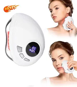 Electric Gua Sha Beauty Device, Vibrating Massager, featuring LED light therapy and soothing vibration functions. Neck massager, facial massager, designed to address double chins, sagging skin, wrinkles, and puffiness.