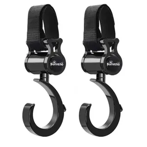 SUNVENO Baby Stroller Hooks for Mom Purse Shopping Grocery Bag and Accessory - (2 Pack)