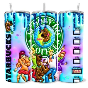 Scooby Doo Coffee 3D 20 oz Tumbler - BPA Free, Stainless Steel, Leak Proof, Clear Lid, Includes Straw