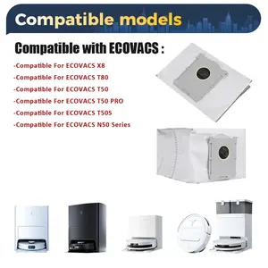 Replacement Dust Bags, Vacuum Cleaner Bags for ECOVACS DEEBOT X8 OMNI, X8 PRO OMNI, X9 PRO OMNI T50 OMNI, T5O PRO OMNI, T5O MAX PRO OMNI, T80 OMNI, Yeedi S14 Plus Robot Vacuum