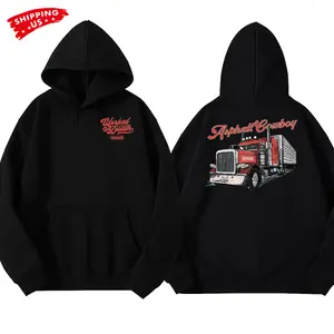 Asphalt Cowboy Hoodie, Semi Truck Driver Graphic Hoodie, Workman Trucker Hoodie for Long Haul Drivers & Blue Collar Workers, Gift for Truck Drivers or CDL Operators