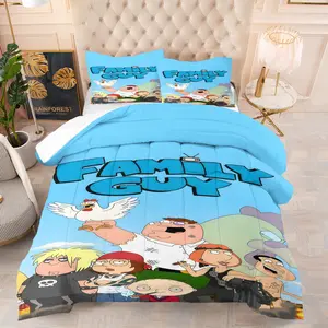 Family Guy Patterned Comforter Set, Soft And Durable Bedding Set, Includes 1 Comforter And 1 Or 2 Pillowcases, Everyday Holiday Birthday Gift Bedroom Decor For Kids And Adults
