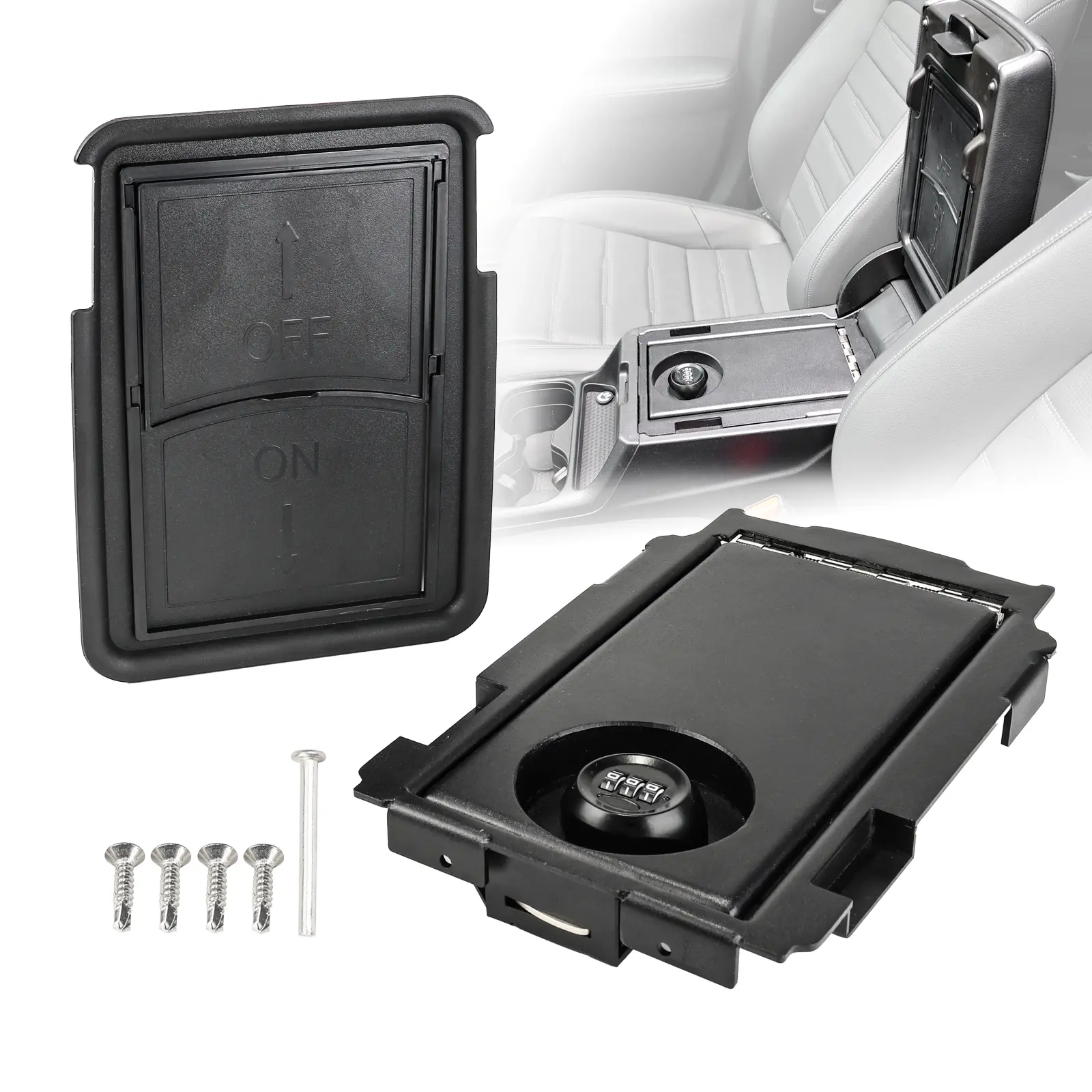 3MIRRORS Secure Center Console Gun Safe Vault for Honda CR-V 2023-2025, Heavy-Duty 12-Gauge Steel Plastic Car Storage Organizer with 1 x Hidden Storage Box for Tidying