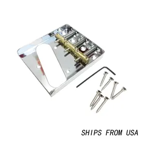 Electric Guitar Chrome Bridge 6-String Compensated Brass Saddles with Screws Ships From USA