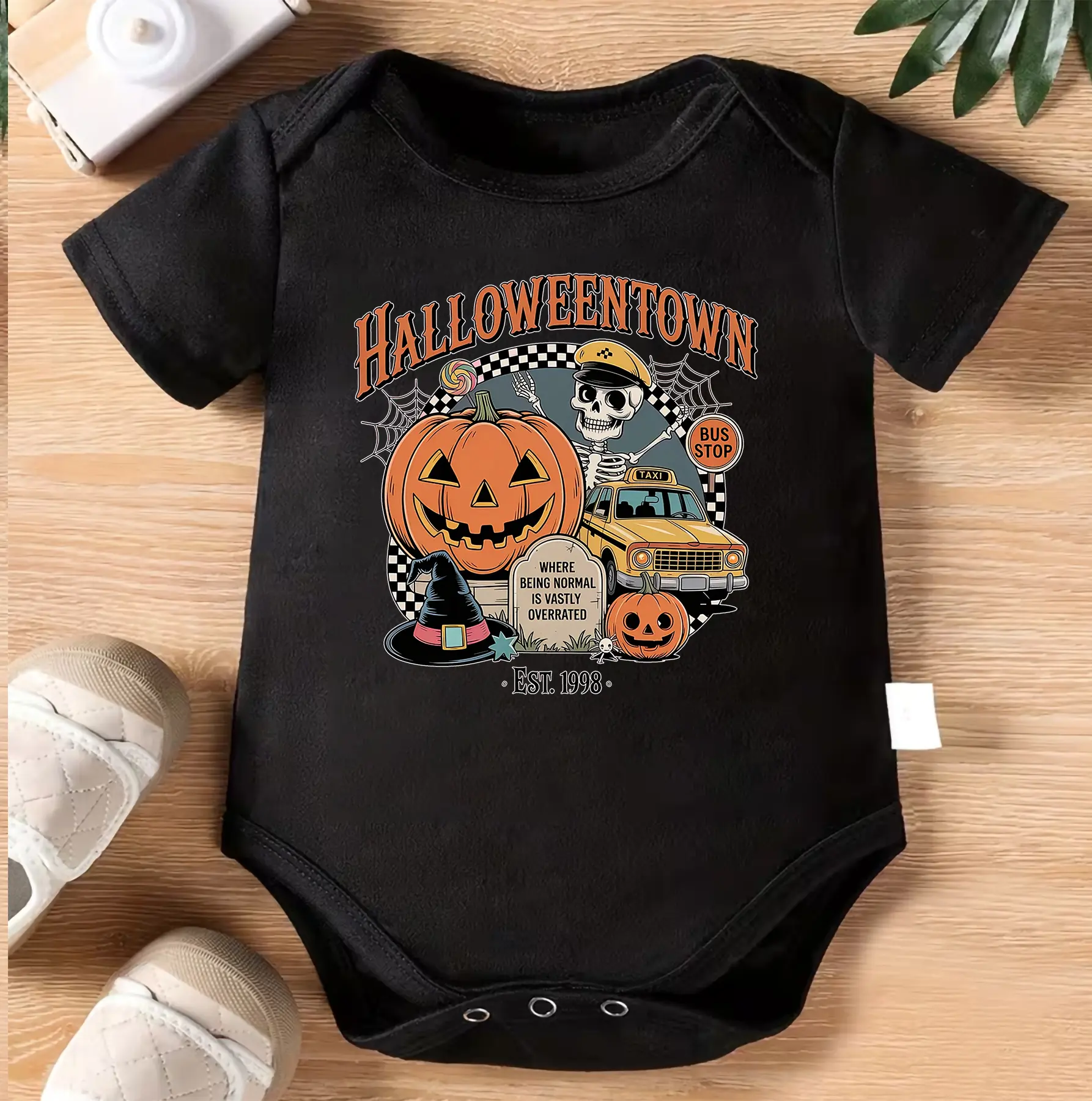 Halloweentown Baby Bodysuit, Cute Halloween Baby Onesie, Spooky Pumpkin Infant Outfit, Funny Skeleton Baby Romper, Fall Baby Clothes, October Newborn Gift, Halloween Party Baby Shirt, Unisex Baby Shower Gift