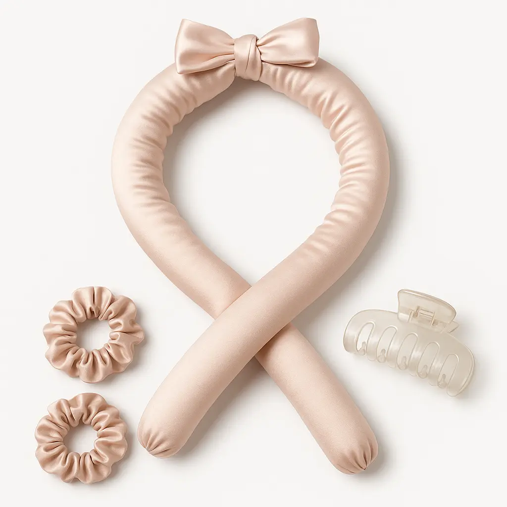 Heatless Curling Rod Headband – No-Heat Silk Ribbon Hair Curler Set