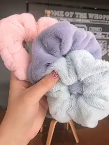 Plush Scrunchies Set, Aesthetic Fall Winter Hair Ties, Coquette Core Brown Hair Accessories for Women, Christmas Birthday Gift, Korean Cozy Hairstyle, TikTok Viral, Luxury Gift Set