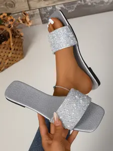 Women's Flat Fashion Casual Beach Sandals, Indoor Outdoor Party Shoes, Comfortable Synthetic Material, Stylish and Comfortable, Flat Slide Sandals