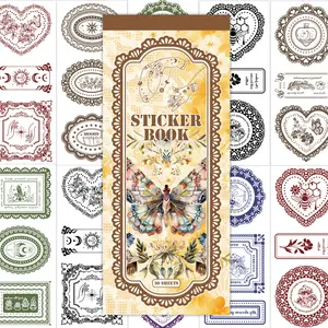 PRSTINCOL Double Lace Stickers, 30-Sheet Sticker Book with Mixed Sizes, Vintage Charm & Elegance for Scrapbooking, Crafting Projects