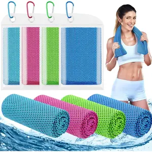 4 Pack Cooling Towels (40"x12"), Cooling Towels for Neck and Face, Gym Towel for Working Out, Soft Breathable Microfiber Ice Towel for Yoga Sport Running Golf