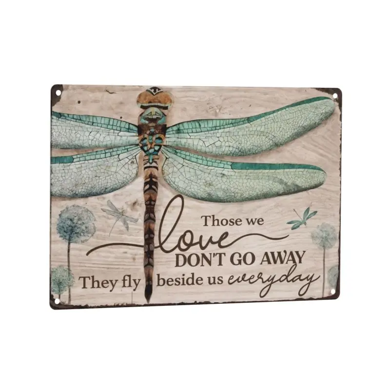 Vintage Dragonfly Print Metal Wall Plaque - 1-Count Waterproof Tin Sign (8x12in), Artistic Home Decor Items for Living Room, Room, Outdoors Gift