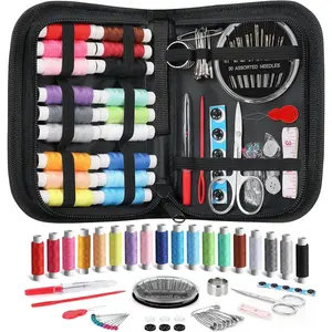 Sewing Kit Mothers Day Gifts for Mom Grandma Women Wife Teen Girls Beginner Traveler, Portable Sewing Supplies Accessories Contains Thread, Needles, Scissors, Dorm Room Essentials (Black)