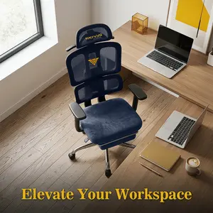 【Deals for you】YUBAO Reclining Ergonomic Chair with Adjustable Backrest,Gaming Chair Navyblue, Split- Back Design with Adjustable Headrest, Backrest, Lumbar Support & Armrests. 90-135° Tilt & Lock. 360° Swivel Caster