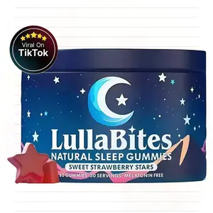 LullaBites Natural Sleep Gummies - 30 Servings -Sweet Strawberry Stars - Flavor Melatonin-Free Gentle Nighttime Support with Valerian Root & L-Theanine for Relaxation - Fitness, Healthcare，Thoughtfully Crafted with Natural Ingredients