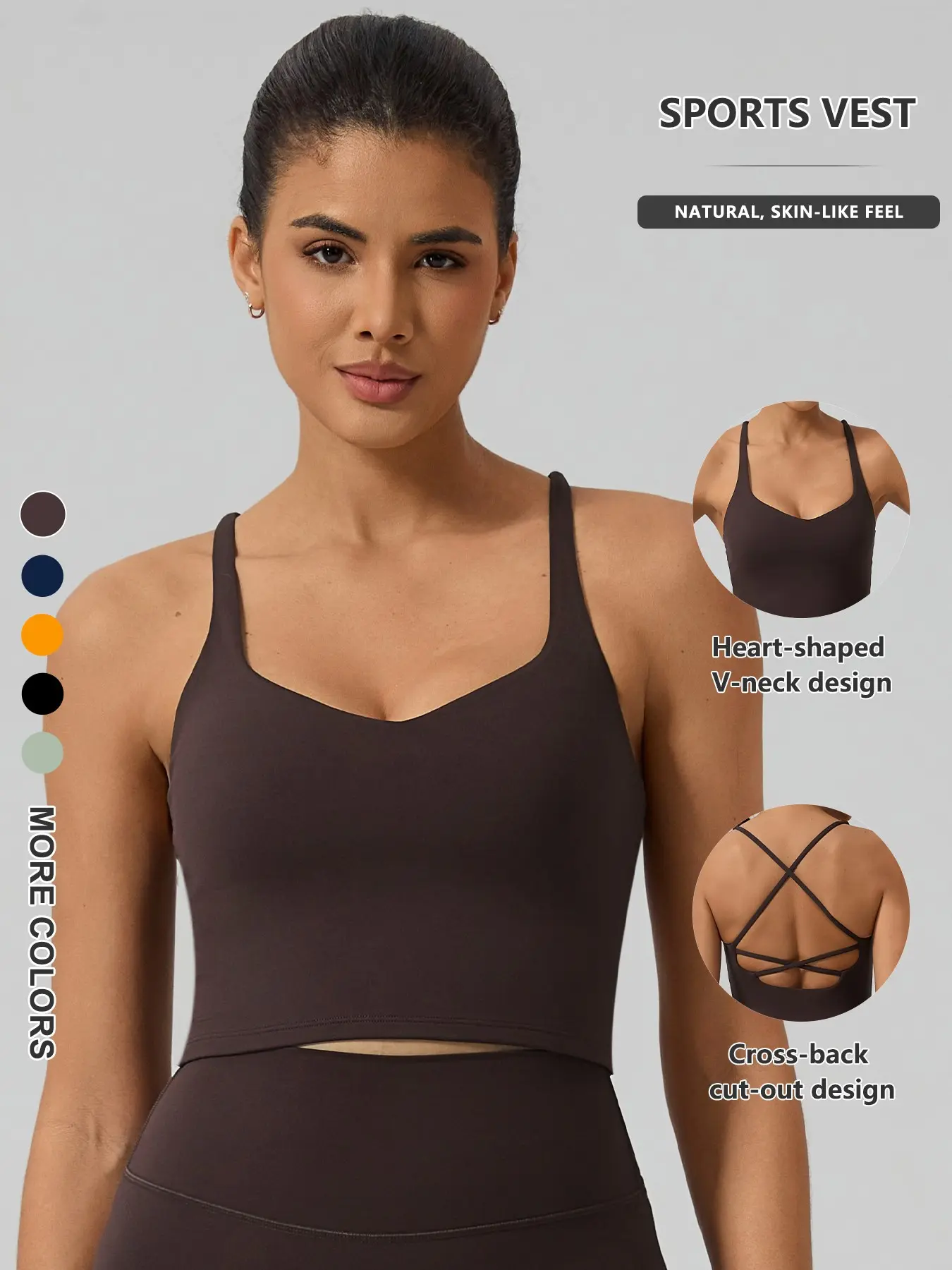 Women's Barely There Cross Back Sports Tank Top, Stretchy Thin Straps, Quick-Dry Breathable, Ideal for All Seasons, Athletic Tank, Casual Sport Top