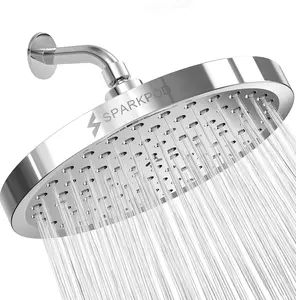 SparkPod High Pressure Rainfall Shower Head - 8 Inch Luxury Round Rain Showerhead, Toolless 1-Min Install