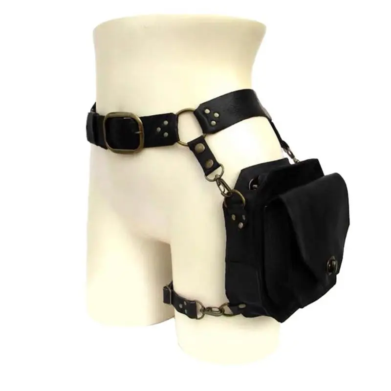 Women's PU Leather Medieval-Steampunk Waist Hip Bag - Drop Leg Thigh Pack, Motorcycle Wallet (Toys & Hobbies, Classic & Novelty Toys Accessory)