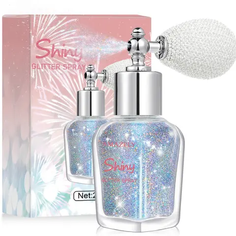Amazfly Cruelty-Free Bedazzled Cosmetic Glitter Spray - 6-Color Glint-Rainbow Shimmer Body Makeup, Oil Control, Radiant Finish, Gentle Press Application, Non-Clogging Pores, Long-Lasting, for Rave, Arts, Hair & Adults, Bottle-Packaged