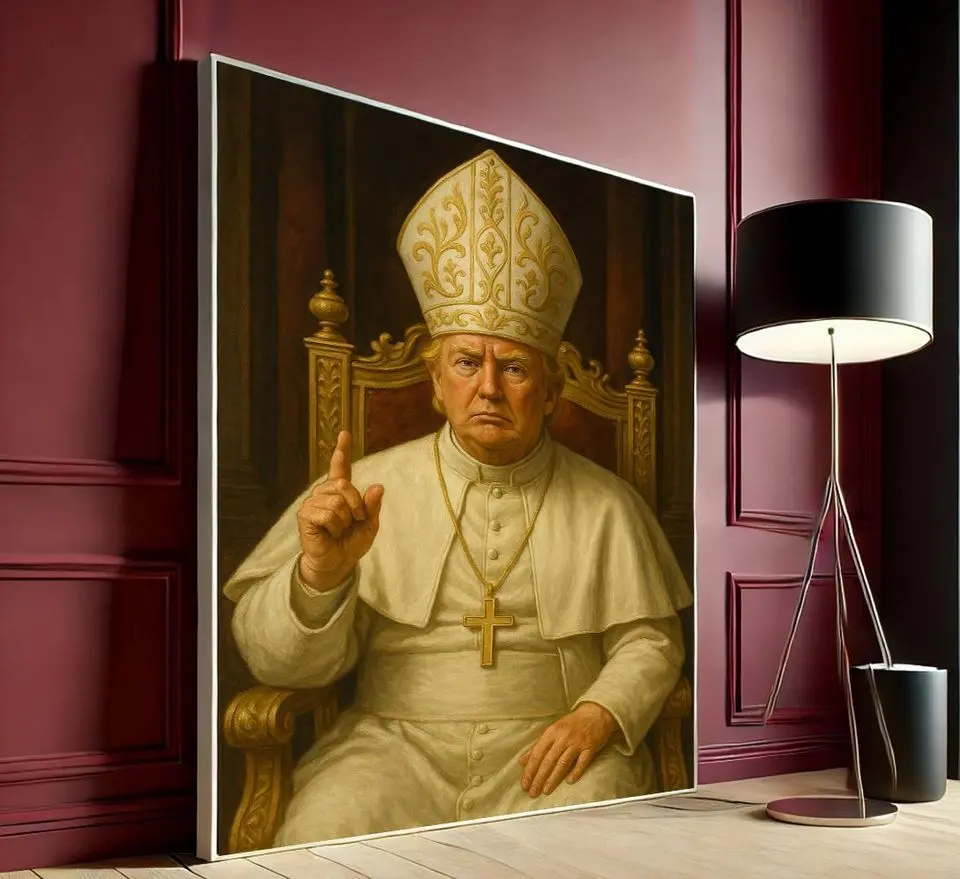 Trump As Pope Portrait, Surreal Political poster
