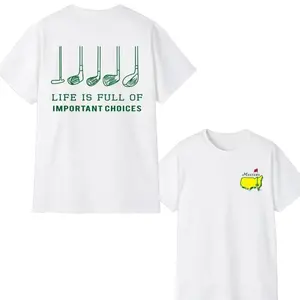 Master's Tournament T-shirt  Vintage Golf Clubs Graphic T-Shirt for Men Women, Funny "Life Is Full of Important Choices" Tee, Retro Golf Lover Shirt, Unisex Cotton Casual Top, Trendy Golf Apparel Gift for Dad Husband Golfer