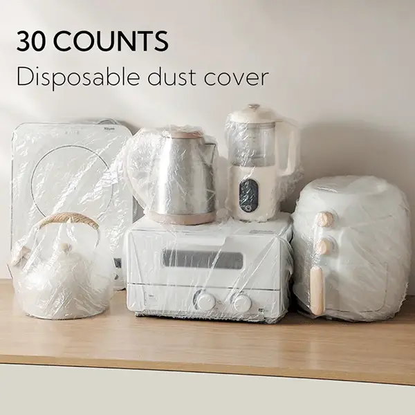 30 Counts Dustproof with Elastic,Clear Disposable Dust Cover for Kitchen Household Furniture,Thickened Appliance Dust Covers for Blender,Pressure Cooker,Air Fryer,Oven,Coffee Maker, Toaster,Slow Cooker Accessories Springtok Outdoorfun