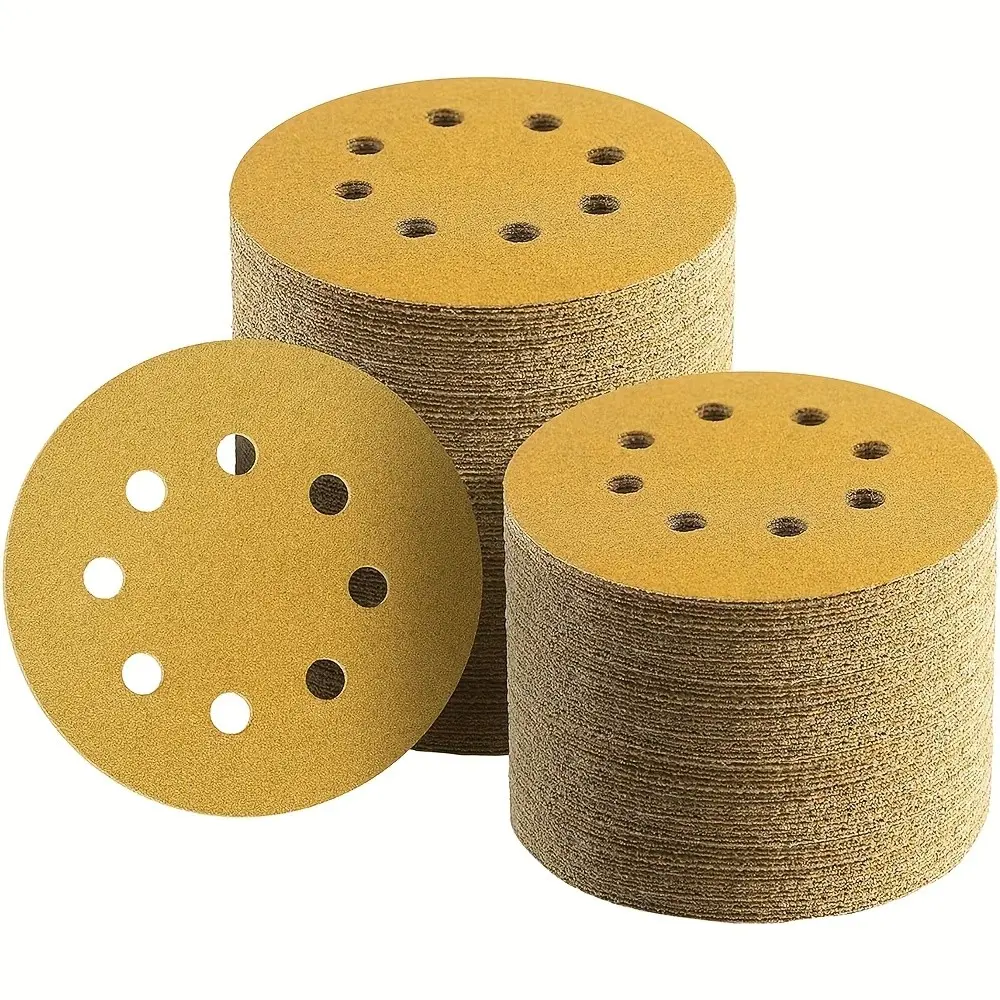 50 Sheets 5 Inch 8 Hole Sandpaper, Grits 60-800, Oxide Made, Anti-Clogging, Fast Grinding, for Track Sander, Wood/metal Polishing, Car Prep, DIY Projects, Tool Accessories