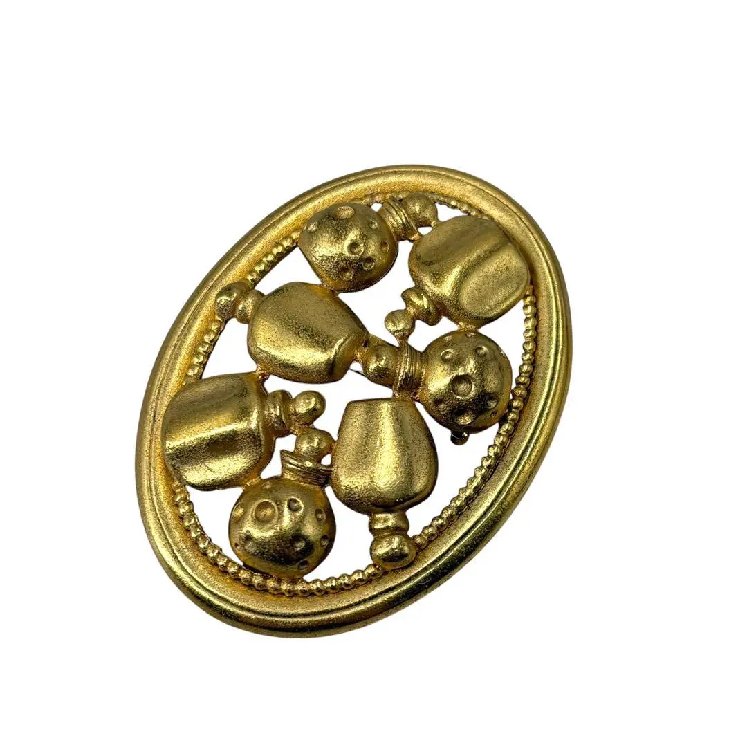 Pre-owned Dior Brass Small Leather Goods Christian Perfume Motif Brooch