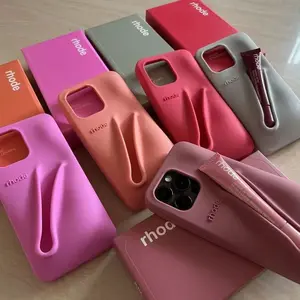 2026 Rhode Hailey Lip Gloss Holder Case for IP 17 16 15 14 13 12 11 Pro ProMax Plus, Soft Silicone Cover with Box and Lipstick For iPhone Girls, Perfect Gift