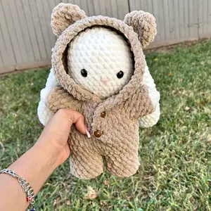 crochet bunny in bear onesie