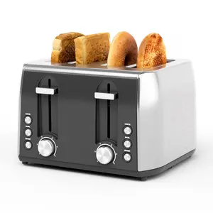 Kismile 4-Slice Toaster with 6 Browning Settings Dual Independent Controls Bagel Frozen & Cancel Functions 1800W High-Power Removable Crumb Tray Kitchen Appliance versatile cook retro toaster