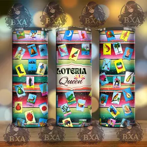 Loteria Queen 20oz Skinny Tumbler Bottle Drinkware Water Bottles Lid Stylish Portable Reusable Cup
