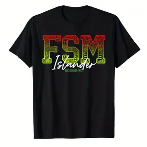 New FSM Islander| Micronesia Reggae T-Shirt 100% Cotton, Casual Crew Neck, Short Sleeve T-Shirt - Machine Washable, Ideal Gift for Friends and Family FIY Men's T-Shirts Fun Shirts Comfort Wear Casual Short-Sleeve Cotton Menswear Graphic Tees