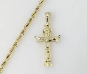 Plated Cross 4mm Rope/Braided Chain Necklace