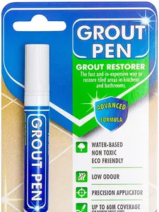 "HOT DEAL" Grout Pen White Tile Paint Marker: Waterproof Grout Paint, Tile Grout Colorant and Sealer Pen - White, Narrow 5mm Tip (7mL)