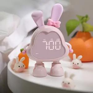 Banni Bunny Wake Up Alarm Clock, Dual Alarms, 6 Ringtones, 5-level Volume, Snooze Mode, Countdown Timer, Timed Night Light, Perfect Gift for Teens Students Girls