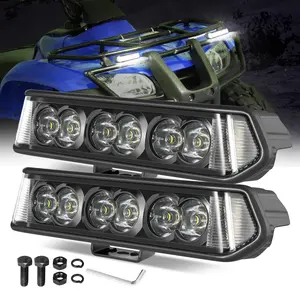 Side Shooter LED Work Light Pods 7 INCH Single Row Off Road LED Pods Light Bar High Intensity Driving Lights Spot Flood Combo Work Light Bumper Lights for Trucks ATV UTV SUV Pickup Tractor Boat # tkfinds # lightbar# usfreeshipping work light pod