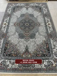 Grey Luxury 1500 Reeds Kashan Persian Carpet | High Density | Premium Quality Design A71701