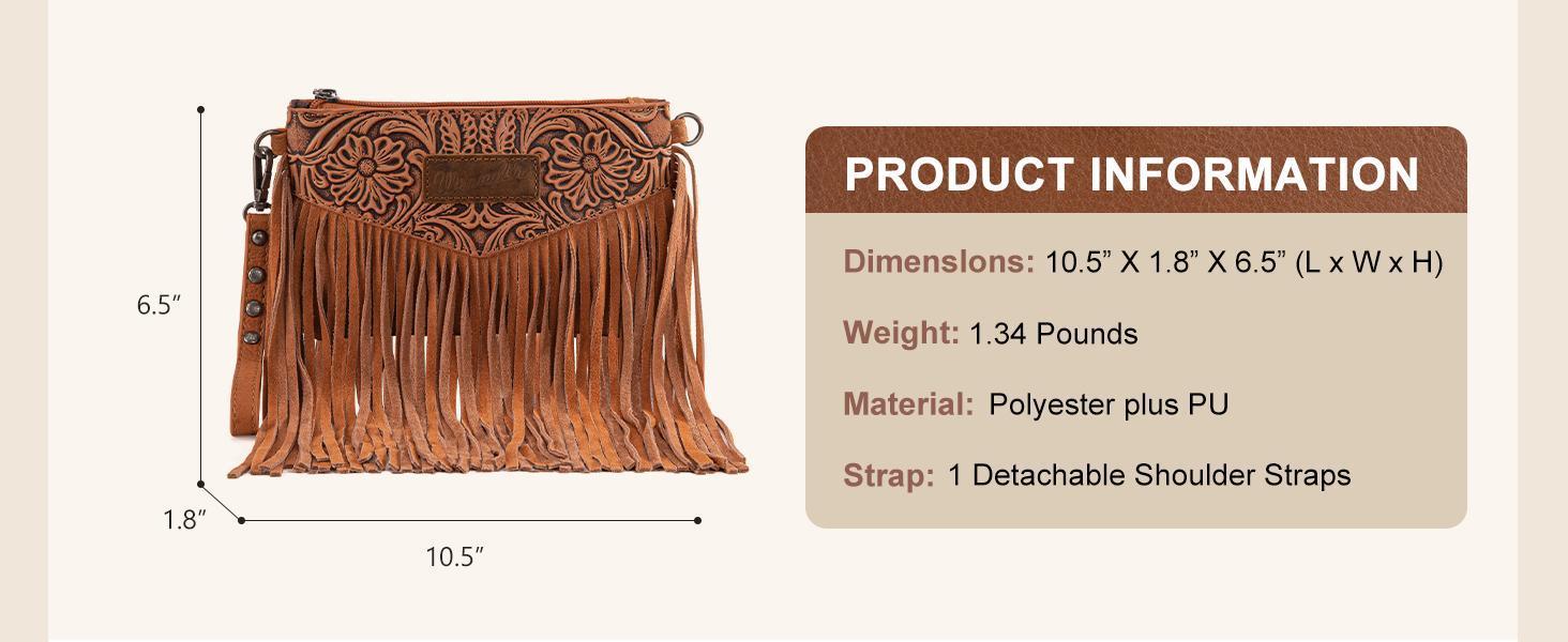 Wrangler Crossbody Small Purse for Women Wristlet Fringe Bag Western Purse