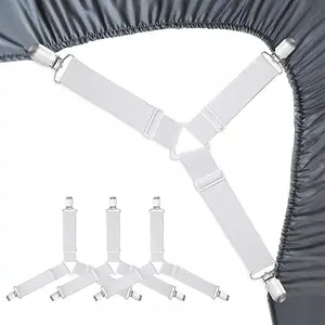 Bed Sheet Holder Straps Fitted Sheet Keepers Bedsheet Holders Fasteners - Elastic Adjustable Bedsheet Holders for a Wrinkle Bed Sheet,Clip for Bed Sheets,Mattress Covers, Sofa Cushion