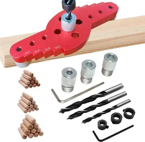 42Pcs Woodworking Self Centering Dowel Jig Kit, 2-in-1 Vertical Pocket Hole Drilling Jig, Wood Dowel Drill Guide Punching Hole Locator, Drilling Dowelling Jig Self Centering Punch Locator