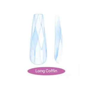 6D Diamond Soft Gel Tips - Long Coffin