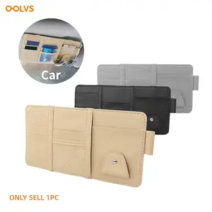Car Sun Visor Organizer, Car Sun Visor Glasses Holder, Auto Interior Accessories Storage Travel Document Holder with Multi-pocket PU Leather Cards Receipts Pouch