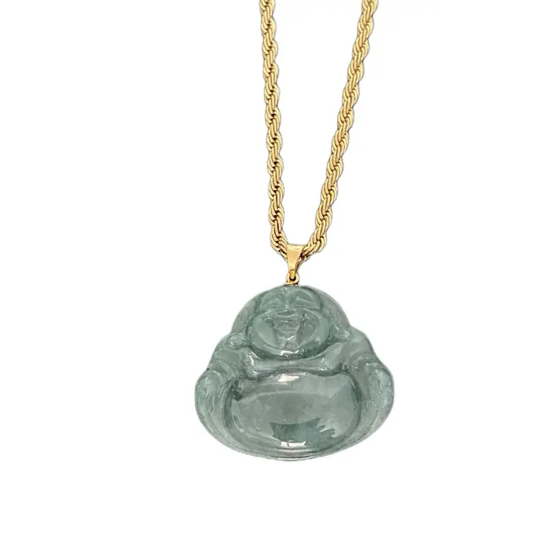 10k gold natural jade Buddha pendant